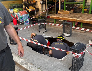 San Benedetto - Cede una porzione di marciapiede, paura in via Piemonte